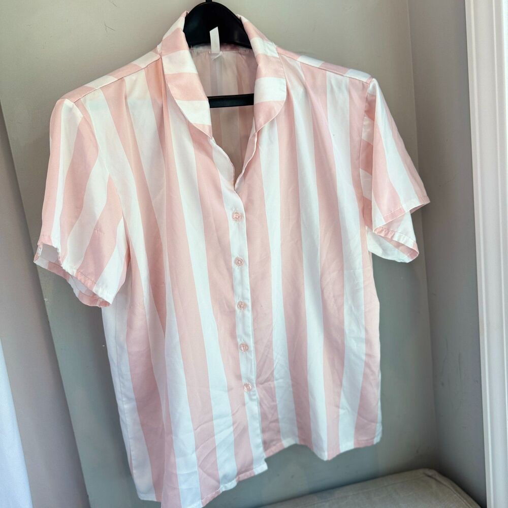 flora by Flora Nikrooz Pink and White Pajama Set (Size Medium)